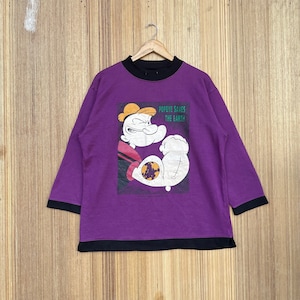 Vintage Popeye Saves The Earth Sweatshirt Big Logo Crewneck Jumper Pullover Sweater