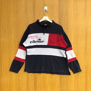 vintage Ellesse Sportswear Sweat-shirt Broderie Pull-over Pull à col roulé