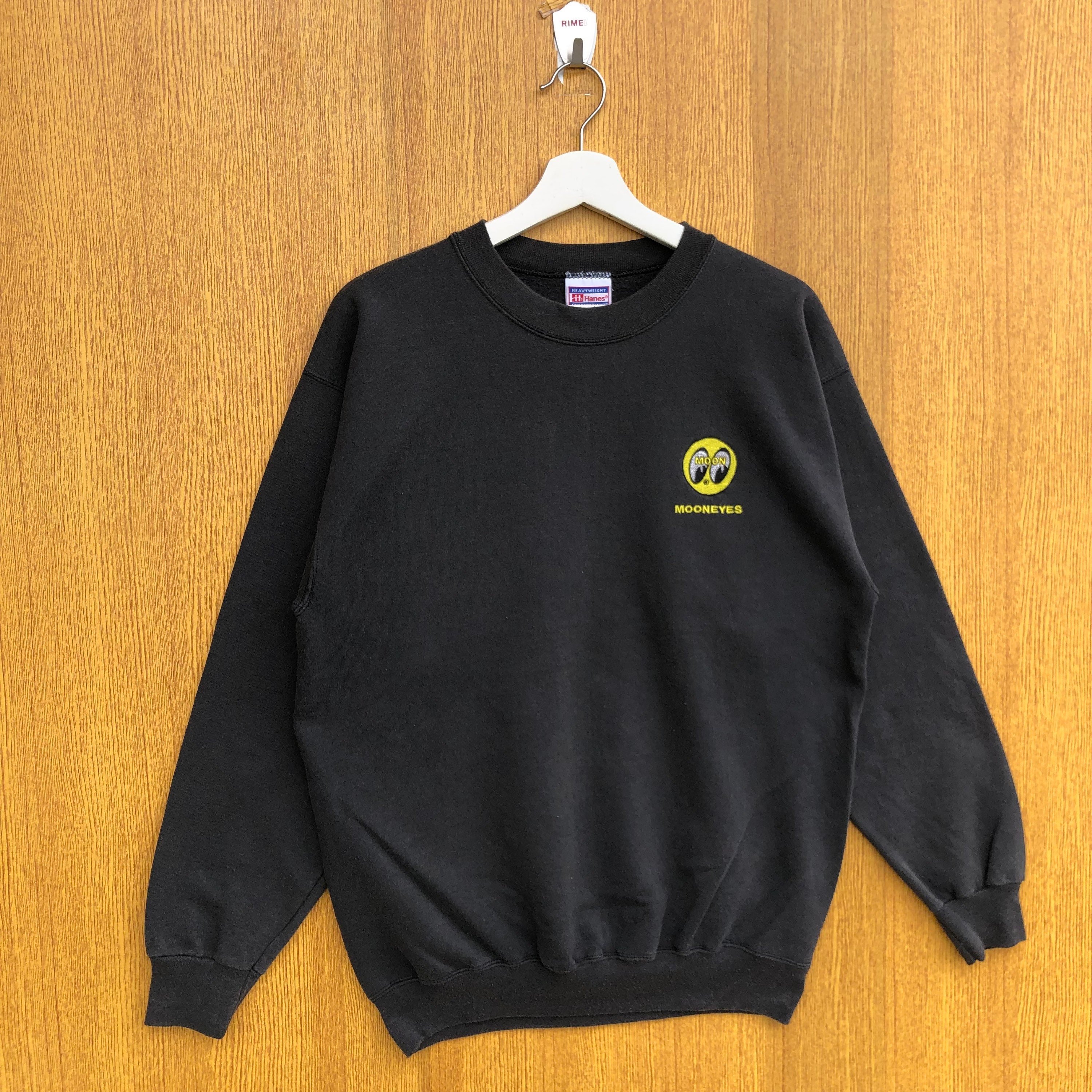 Vintage Mooneyes Sweatshirt Embroidery Small Logo Spellout 