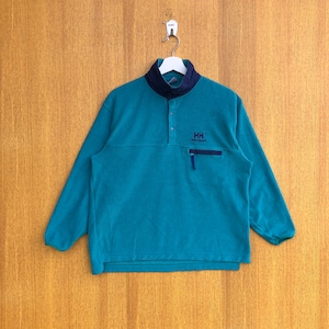 Vintage Helly Hansen Fleece Sweatshirt Half Button  Small Logo Crewneck Jumper Pullover Sweater