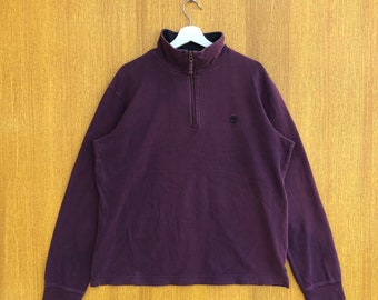 Vintage Timberland Sweatshirt Halber Reißverschluss Bestickter Timberland Kleines Logo Rundhalspullover Pullover