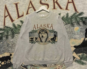 Vintage Rare Alaska Sweatshirt Printed Alaska The Last Frontier Jumper Pullover Sweater