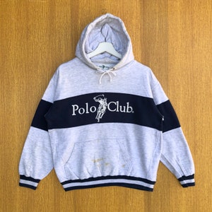 Vintage Polo Club Hoodie Sweatshirt Spellout Big Logo Jumper Pullover Sweater