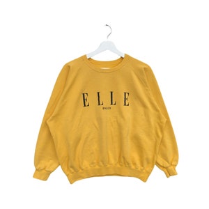 Vintage Elle Paris Sweatshirt Spellout Crewneck Jumper Pullover Sweater