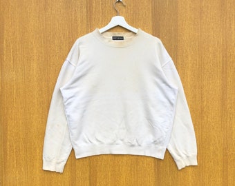 Bluza z okrągłym dekoltem w stylu vintage Issey Miyake w kolorze białym, japońska marka, sweter z okrągłym dekoltem
