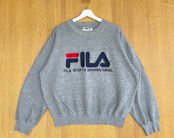 Vintage Fila Italia Sweatshirt Embroidered Big Logo  Spellout Crewneck Jumper Pullover Sweater