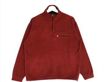 Vintage Rare Timberland Fleece Half-Zip Stickerei Timberland Kleines Logo Pullover