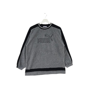 Vintage Puma Fleece Sweatshirt  Embroidered Big Logo Crewneck Jumper Pullover Sweater