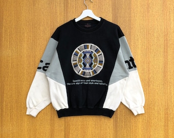 90s santa fe ヘンリーネック スウェット パーカー ビッグロゴ 刺繍 Santafe - 90s santafe サンタフェ ビッグロゴ 刺繍 スウェット