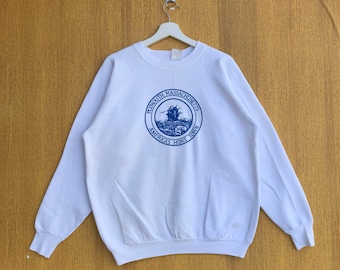 Vintage Plymouth Massachusetts Sweatshirt Spellout America Home Town Jumper Pullover