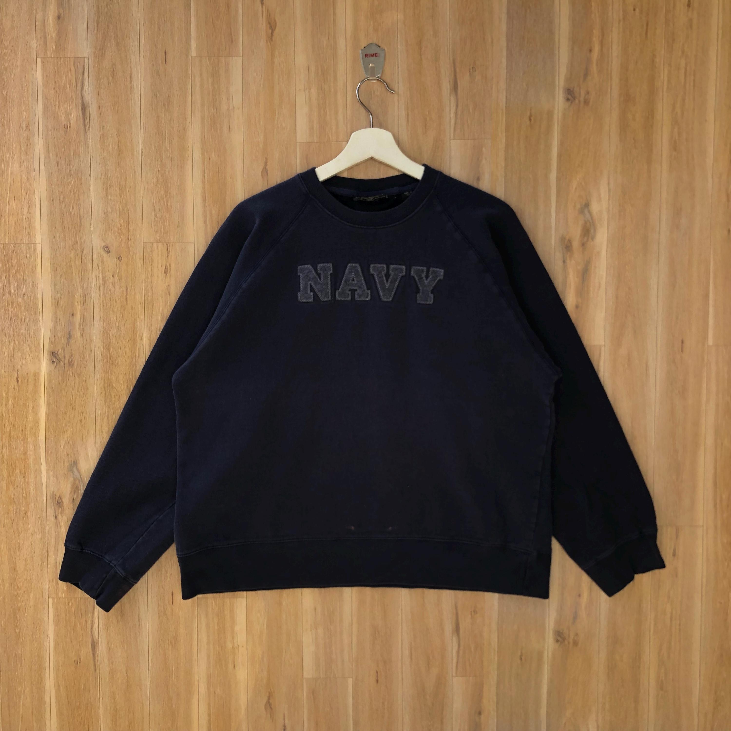 トップス Vintage navy embroidered sweatshirt Vintage Navy Embroidered Spellout Pullover Sweatshirt - Etsy