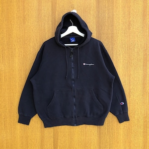 Vintage Champion Big C Full Zip Hoodie Sweater Navy Blue Carpert Embroidery Pullover Jumper Size L Etsy