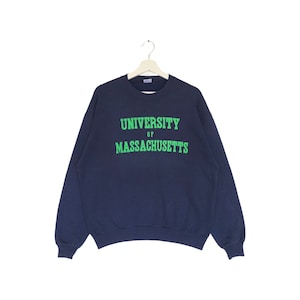 Vintage University Of Massachusetts Sweatshirt Print Spellout Crewneck Jumper Pullover Sweater