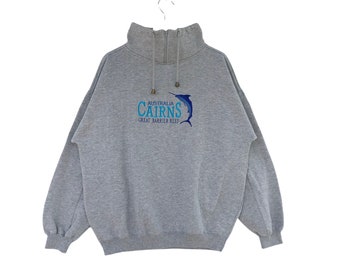 Vintage Australia Cairns Sweatshirt 1/4 Zip Embroidered Spellout Crewneck Jumper Pullover Sweater