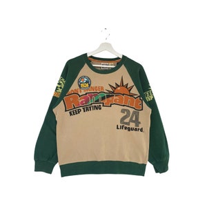Vintage Lifeguard Sweatshirt Embroidery Logo And Full Printed Crewneck Jumper Pullover