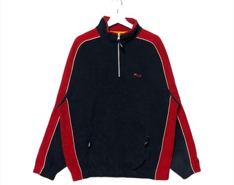 Suéter vintage Fila de polar con media cremallera y bordado con el logotipo pequeño de Fila