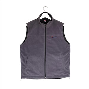 Vintage Rare FILA Sleeveless Vest Embroidery Small Logo Full Zipper Jumper Pullover Sweater Tanks