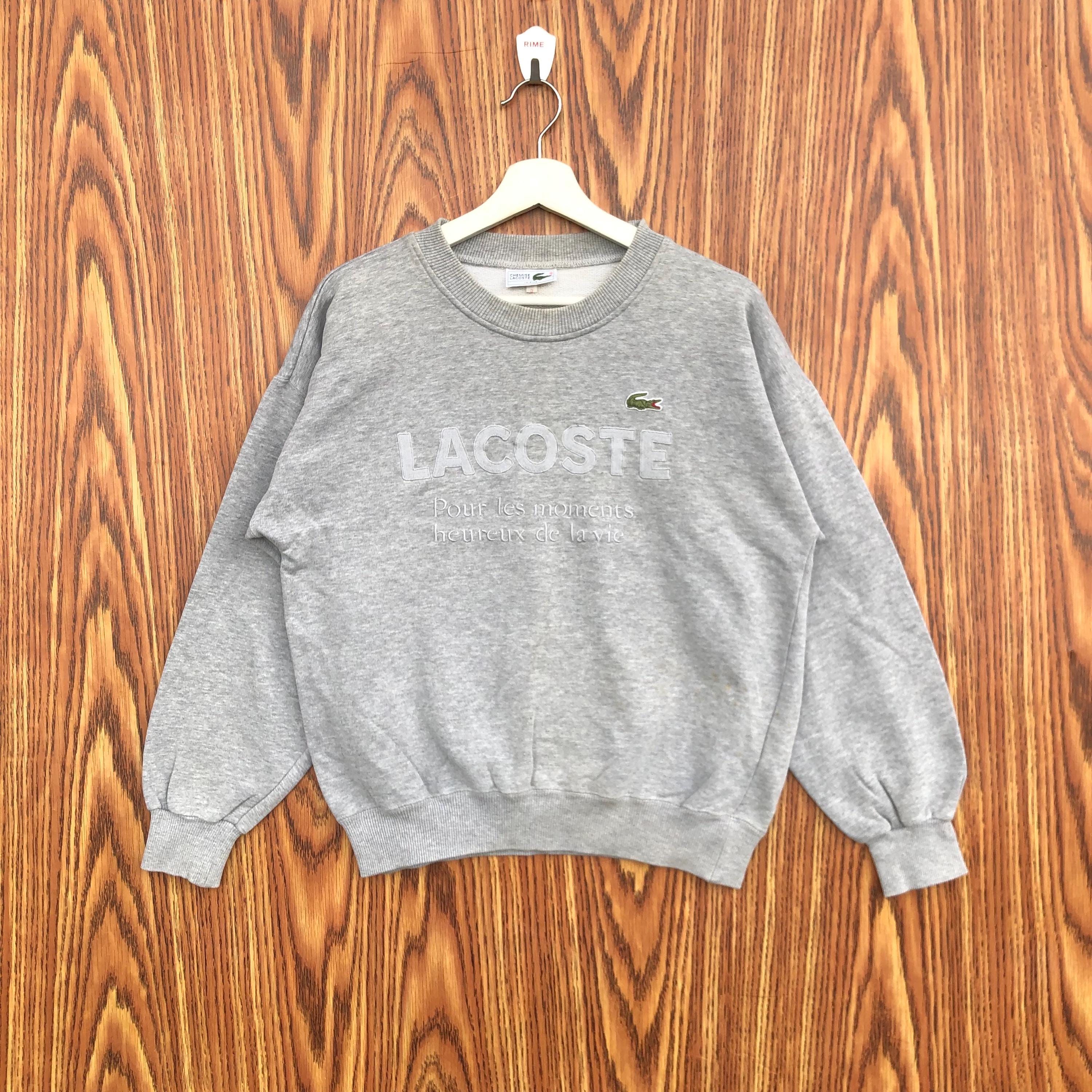 Vintage Lacoste Sweatshirt Embroidered Spellout Logo Pullover