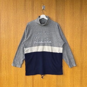 Vintage Champion Fleece Big Logo Turtleneck Jumper Pullover Sweater
