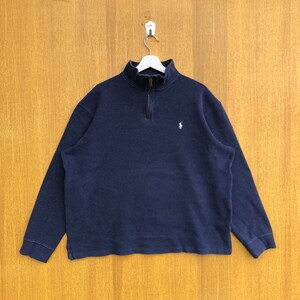 Vintage Polo Ralph Lauren Fleece Small Logo Spellout Full Zipper Sweater Sweatshirt Pullover