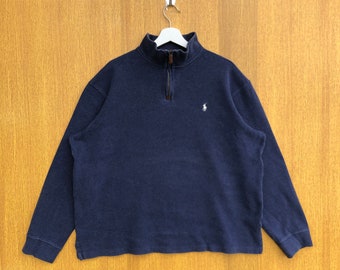 Vintage Polo Ralph Lauren Fleece Small Logo Spellout Full Zipper Sweater Sweatshirt Pullover