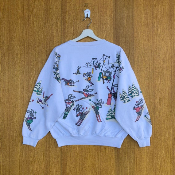 Vintage Seattle Bunny Rabbit Ski Sweatshirt Monog… - image 2