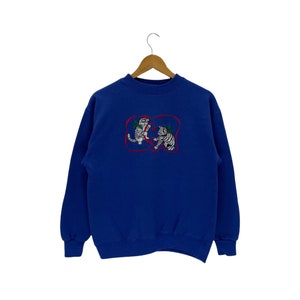 Vintage Cats  Sweatshirt Embroidery Big Cats Crewneck Jumper Pullover Sweater