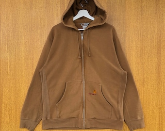 Vintage Carhartt Hoodie Embroidery Small Logo Zipper pullover Sweater Jumper Sweatshirt