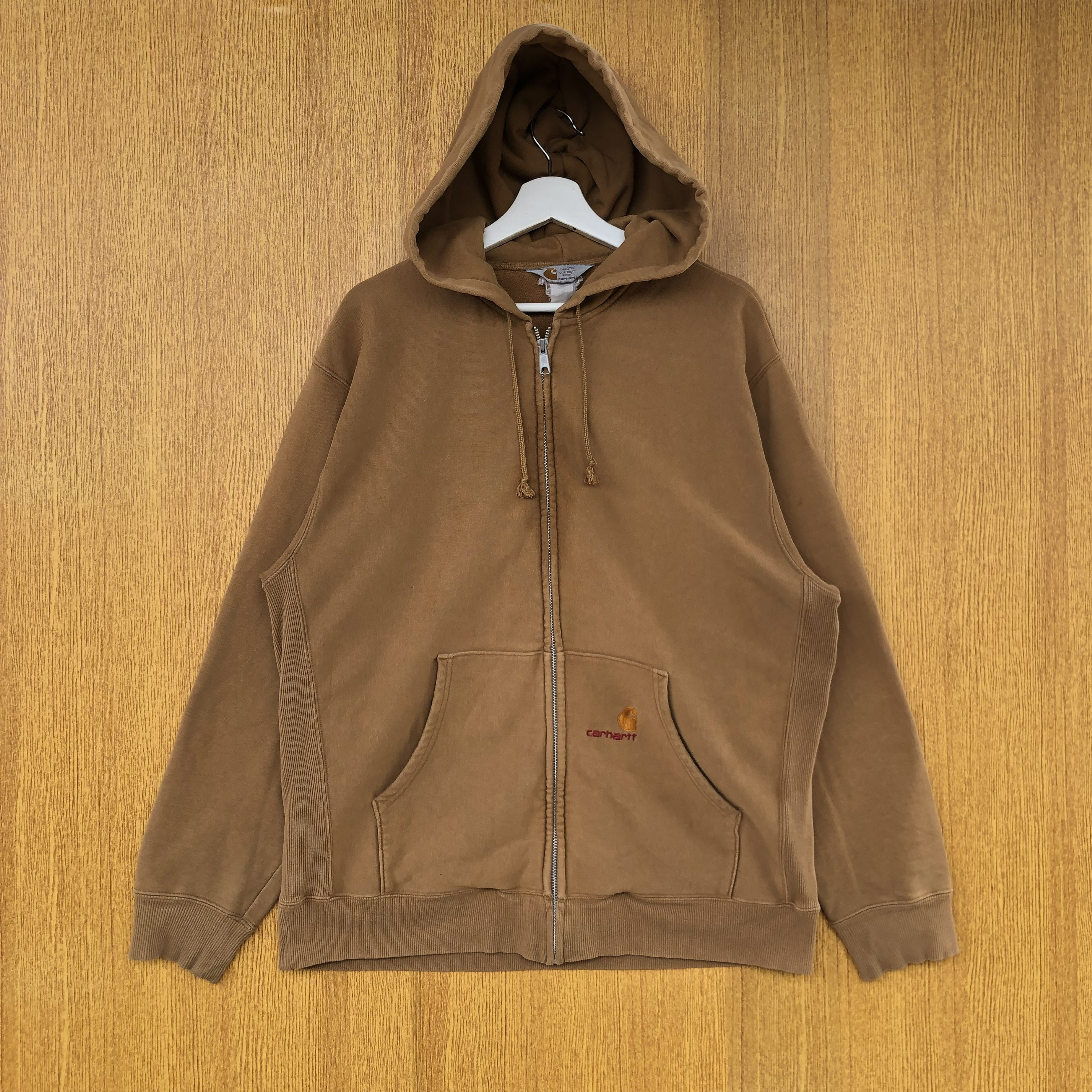 ヴィンテージ カーハート パーカー 刺繍 スモールロゴ ジッパー プル