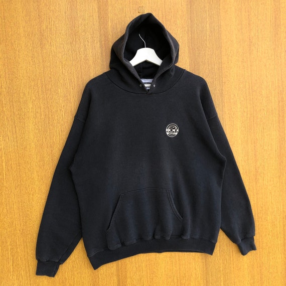 Vintage Plain Hoodie Sweatshirt Black Color Pullo… - image 4