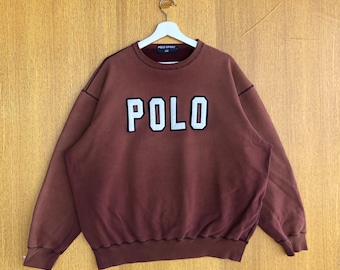 Vintage Polo by Ralph Lauren Sweatshirt Faded Color Embroidered Spellout Big Logo Jumper Pullover