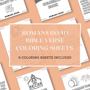 Romans Road Bible Verse Coloring Pages | Christian Printable for Kids & Adults | Homeschool/Sunday School | Scripture Memory Worksheets
