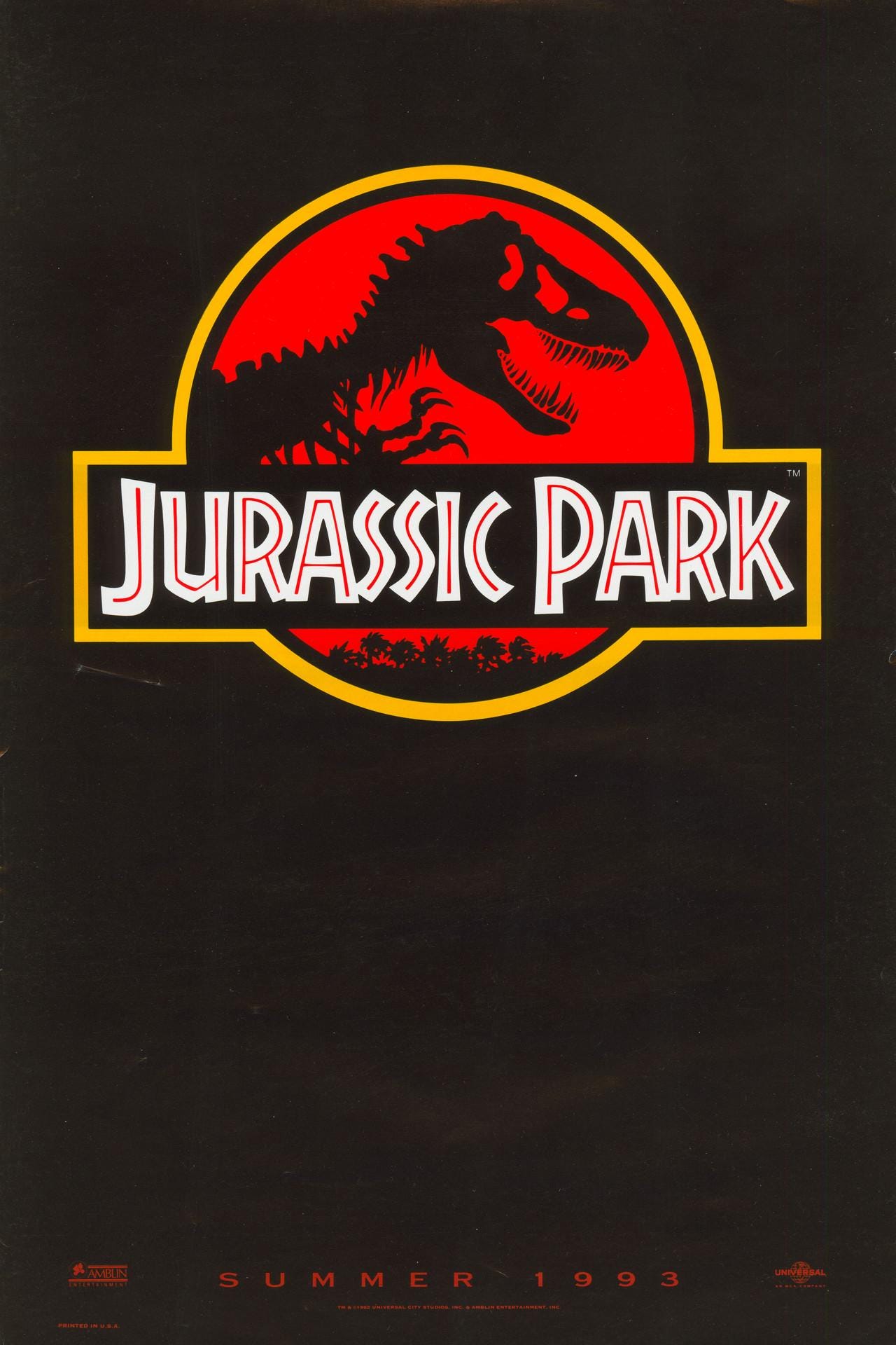 ジュラシック・パーク 1993年米国版 オリジナルミニ映画ポスター