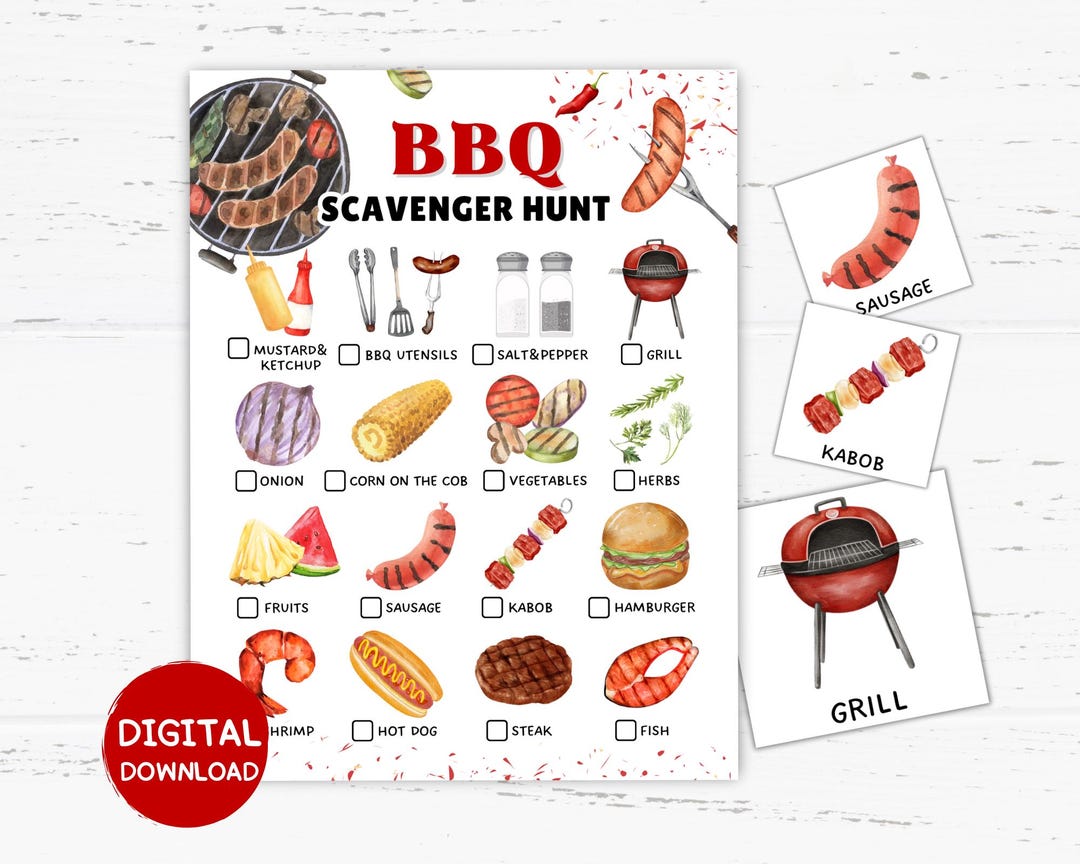 BBQ Scavenger Hunt Game Printable, BBQ Activities, BBQ Themed Party ...