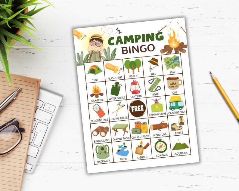 Camping Bingo Cards Printable, Camping Games for Kids, Teens, Camping ...