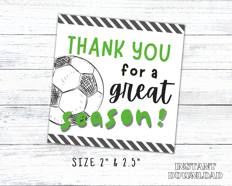 Soccer Gift Tags Printable, Soccer Cookie Tags, Soccer Coach Gift ...