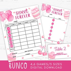 Pink Valentine&#39;s Day Bunco Score Cards Printable, Tally Sheets, Valentine&#39;s Day Party Games, Galentines Party Ideas, Valentines Activities