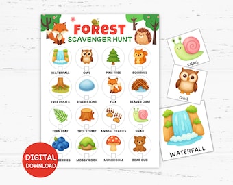 Forest Scavenger Hunt for Kids, Printable Nature Adventure Game, Camping Games, Fun Educational Activity for Hiking Trails, Parks, Camps