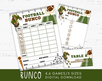 Football Bunco Score Card, Tally Sheets, Football Games Printable, Sport Party Ideas, Football Theme Birthday Favors, Sport Game Day