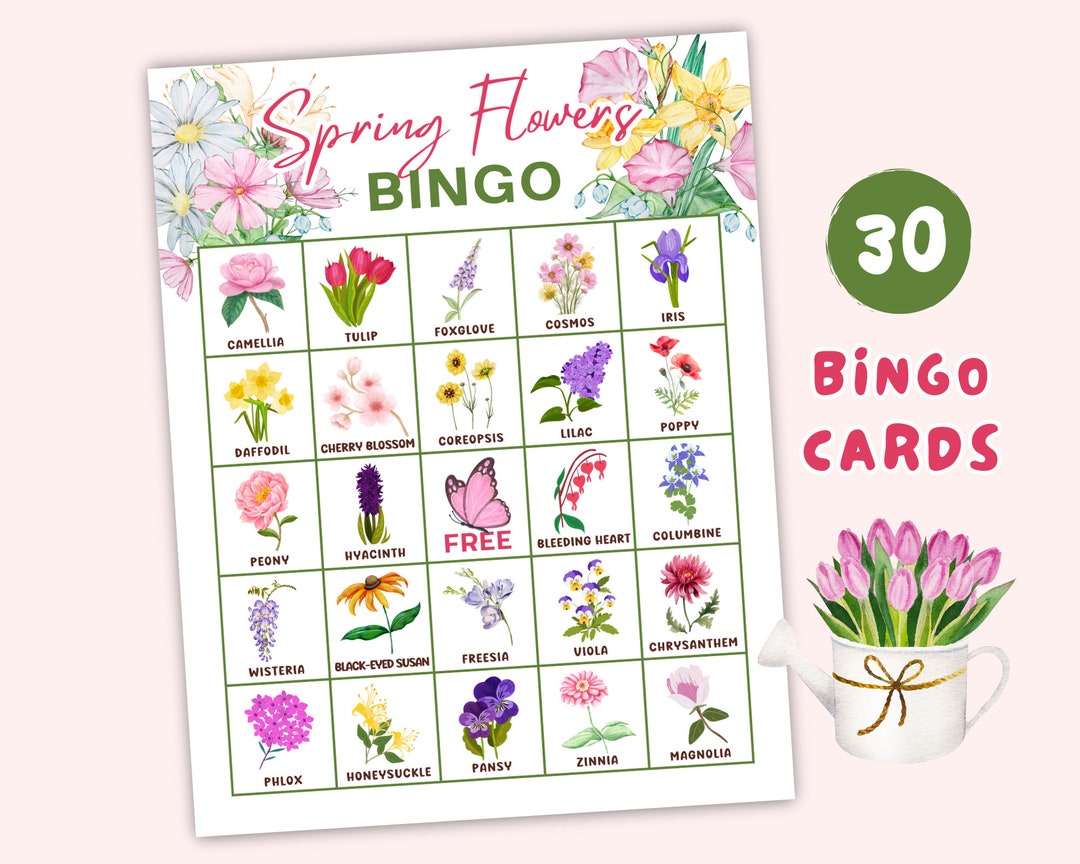 Spring Flower Bingo Cards Printable, Flower Games, Garden Games, Garden ...