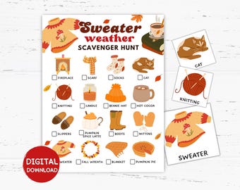 Sweater Weather Fall Scavenger Hunt, Fall Party Ideas, Autumn Scavenger Hunt, Fall Activities, Fall Birthday Party, Autumn Party Games
