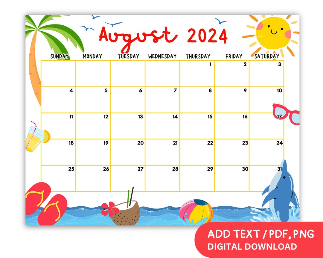 EDITABLE August 2024 Calendar Printable - Il 1080xN.6104765570 Eal1