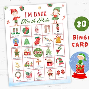 Elf Bingo Game Cards Printable, Christmas Bingo Sheets, Elf Games, Elf Themed Christmas Party Favor, Elf Family Activities, Elf Birthday
