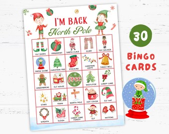 Elf Bingo Game Cards Printable, Christmas Bingo Sheets, Elf Games, Elf Themed Christmas Party Favor, Elf Family Activities, Elf Birthday