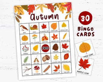 Autumn Leaves Bingo Game 30 Printable Cards, Fall Bingo, Fall Party Ideas, Fall Activities, Fall Birthday, Autumn Party Games, Family Games