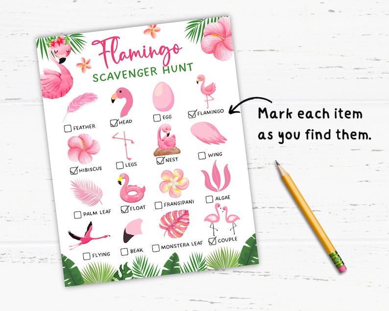 Flamingo Scavenger Hunt Printable, Flamingo Games, Summer Activities ...