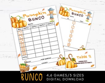 Pumpkin Patch Bunco Scorecards: Autumn Party Games (Printable PDF & PowerPoint Invitation)