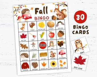 Cute Fall Bingo Game 30 Printable Cards, Autumn Bingo, Fall Party Ideas, Fall Activities, Fall Birthday, Autumn Party Games, Family Games