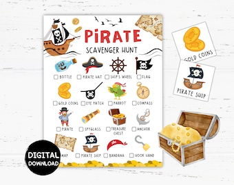 Pirate Scavenger Hunt Printable, Pirate Games, Pirate Activities, Pirate Themed Party, Pirate Party Favors, Pirate Theme Birthday Party