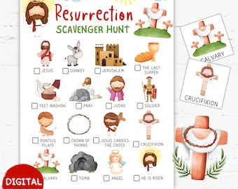 Resurrection Scavenger Hunt for Church Printable, Resurrection Activities Christian, Resurrection Games, Easter Party Games, Christian Games